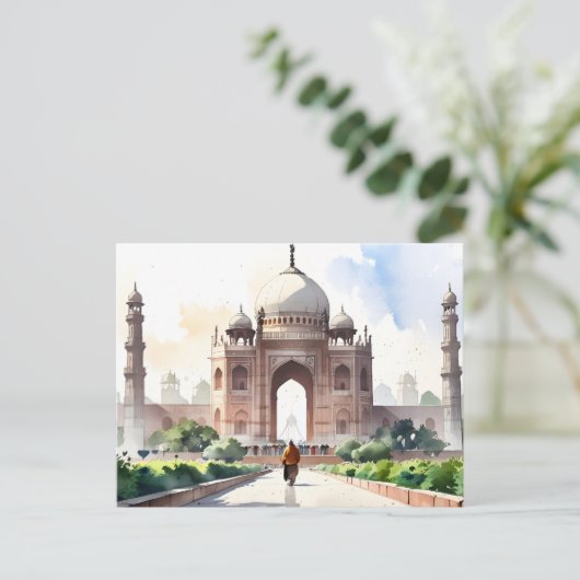 Delhi waterverf kunst briefkaart (Staand voorkant)