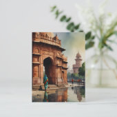 Delhi waterverf kunst briefkaart (Staand voorkant)