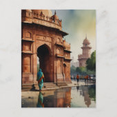 Delhi waterverf kunst briefkaart (Voorkant)
