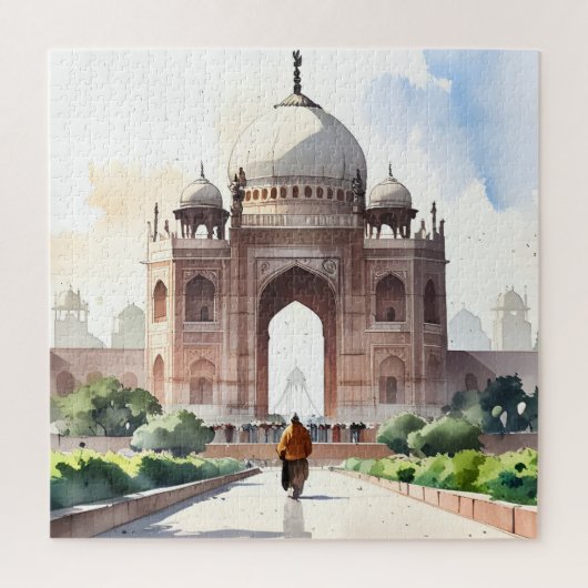 Delhi waterverf kunst legpuzzel (Verticaal)