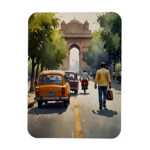 Delhi waterverf kunst magneet