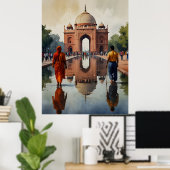 Delhi waterverf kunst poster (Thuiskantoor)