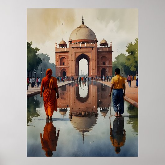 Delhi waterverf kunst poster (Voorkant)