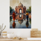 Delhi waterverf kunst poster (Keuken)