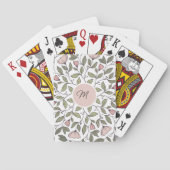 Deli cate bloemige aangepaste monogram pokerkaarten (Achterkant)