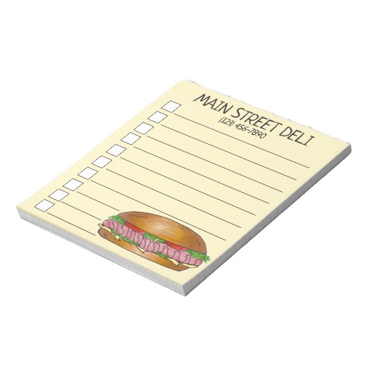 Deli Ham Cheese Submarine Sandwich Hoagie Notitieblok (Linkerzijde)