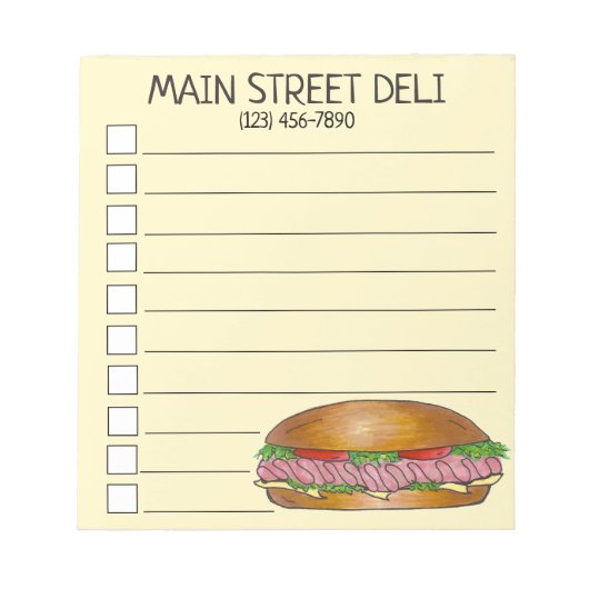 Deli Ham Cheese Submarine Sandwich Hoagie Notitieblok (Voorkant)