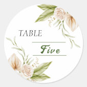  Delicaat Beige aquarel tafelnummer  Ronde Sticker (Voorkant)