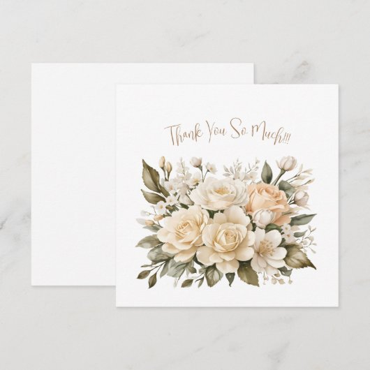 Delicaat Beige Bloemenboeket Dank u voor uw opmerk Bedankkaart (Voorkant / Achterkant)