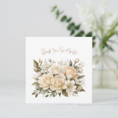 Delicaat Beige Bloemenboeket Dank u voor uw opmerk Bedankkaart (Staand voorkant)