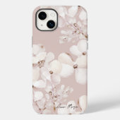 Delicaat Beige Witte Waterverf Bloemen Monogram Case-Mate iPhone Case (Achterkant)