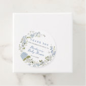 Delicaat blauw bloemenkrans Baby shower Bedankjes Labels (In situ)