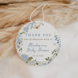Delicaat blauw bloemenkrans Baby shower Bedankjes Labels