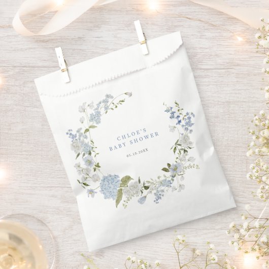 Delicaat blauw bloemenkrans Baby shower Bedankzakje (Geknipt)