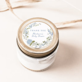 Delicaat blauw bloemenkrans Baby shower Ronde Sticker