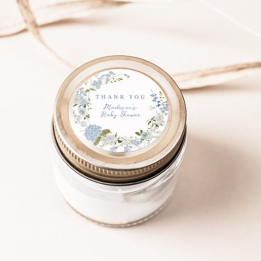 Delicaat blauw bloemenkrans Baby shower Ronde Sticker