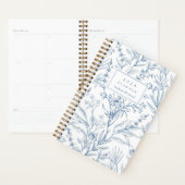 Delicaat blauw wit bloemmotief Monogram 2024 Planner (Display)