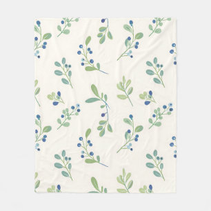 Delicaat Blauwebes-Eucalyptuspatroon Fleece Deken