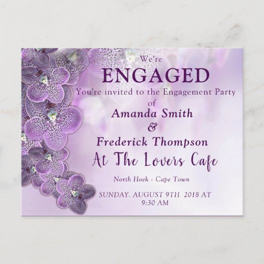 Delicaat Bleke Violet Orchidee betrokkenheid Uitnodiging Briefkaart (Voorkant)