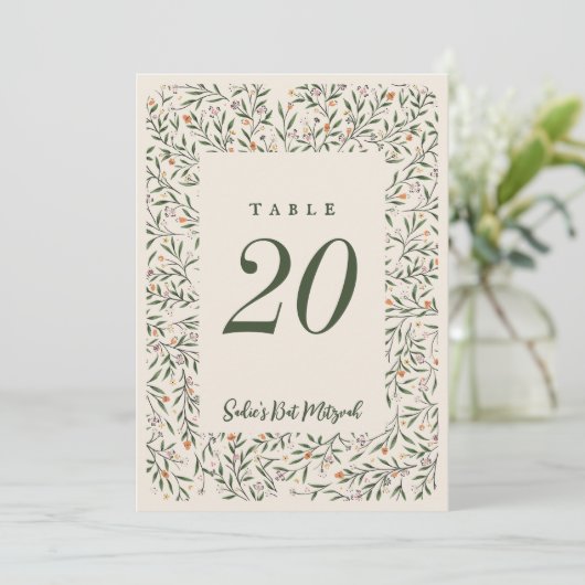 Delicaat Bloemen Lijst Tiny Leaves Tafelnummer (Staand voorkant)