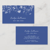 Delicaat bloemenblauw chinoiserie visitekaartje (Voorkant / Achterkant)