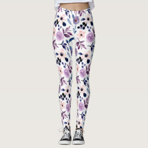 Delicaat bloemendesign met marine lavendelbladeren leggings