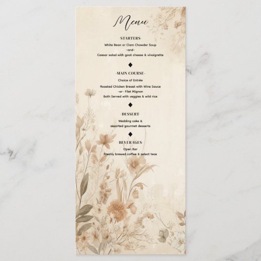 delicaat bloemig botanisch boho menu (Voorkant)
