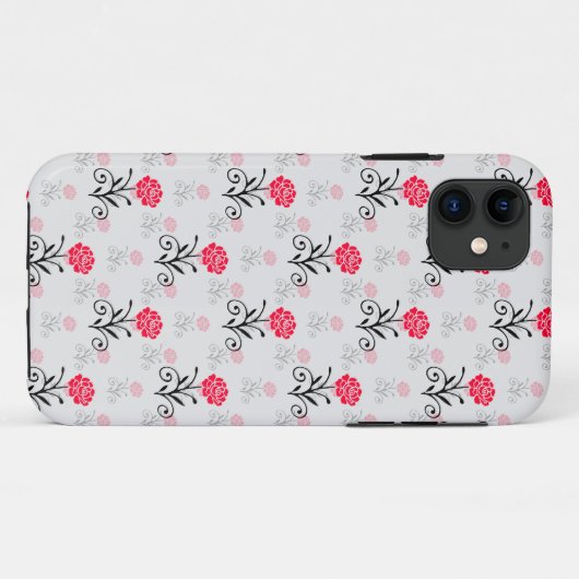 Delicaat bloemrood bloemenpatroon Case-Mate iPhone case (Achterkant (horizontaal))