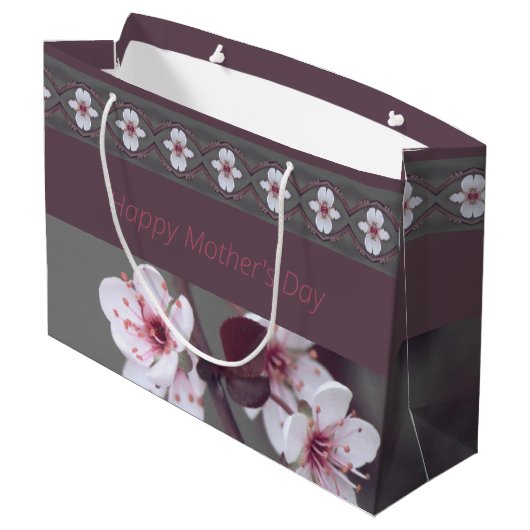 Delicaat bloesemontwerp met pruim groot cadeauzakje (Achterkant Gekanteld)