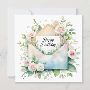 Delicaat boeket bloemen. Verjaardagskaart gelukwen Feestdagenkaart