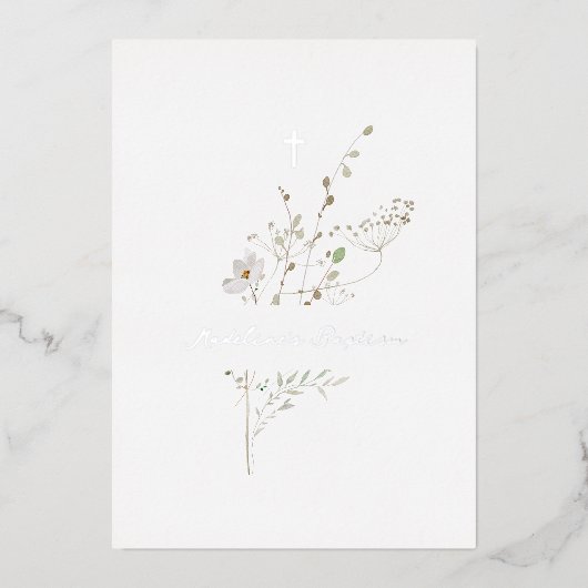 delicaat boeket Dop zilver folie Uitnodiging (Voorkant)