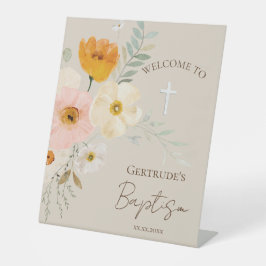 delicaat boquet-katholieke baptisme welkomstteken reclamebord met voetstuk