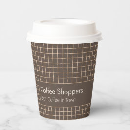 Delicaat Bruin Romig Geruit Patroon met Logo Papieren Bekers