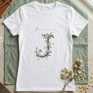Delicaat & Chic "J": Gedempte Jasmine Monogram T-shirt