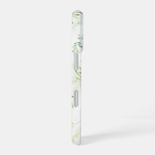 Delicaat etherisch pastelgroen botanisch monogram iPhone 16 hoesje (Rechterkant)