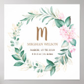 delicaat eucalyptus greenery Baby Birth Poster (Voorkant)