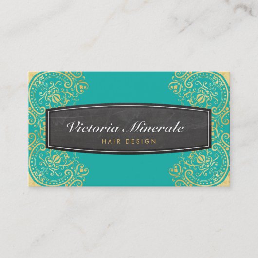  delicaat filigraan krijtbord jade goud visitekaartje (Voorkant)
