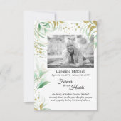 Delicaat gebladerte voor altijd in onze harten Fot Bedankkaart (Voorkant)