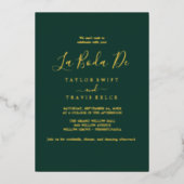 Delicaat goud folie | Smaragd La Boda De Trouwen Folie Uitnodiging (Voorkant)