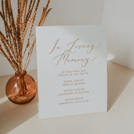 Delicaat goud in liefdevolle herinnering bruiloft  reclamebord met voetstuk