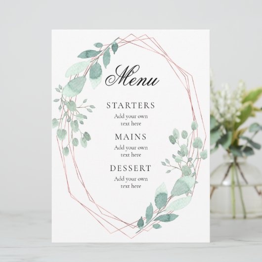 delicaat Grieks lijst bruiloft Menu (Staand voorkant)