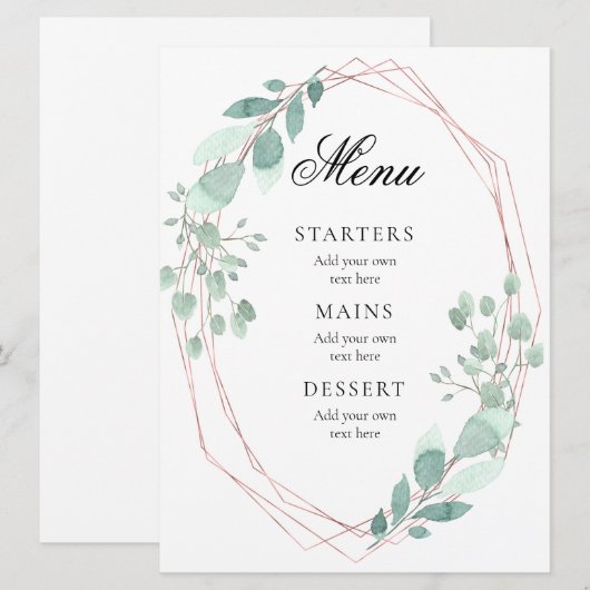 delicaat Grieks lijst bruiloft Menu (Voorkant / Achterkant)