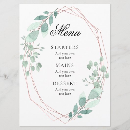 delicaat Grieks lijst bruiloft Menu (Voorkant)