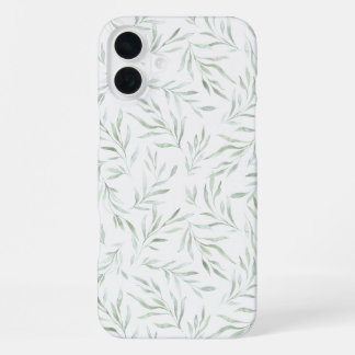 Delicaat groen bladgrijs groen iPhone 16 plus hoesje