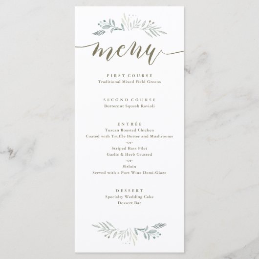 Delicaat groen | Huwelijksmenu Menu (Voorkant)