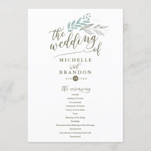 Delicaat groen   Programma huwelijksceremonie Programmakaart