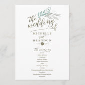 Delicaat groen | Programma huwelijksceremonie Programmakaart (Voorkant)