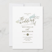 Delicaat groen script | Huwelijksuitnodiging Kaart (Voorkant)