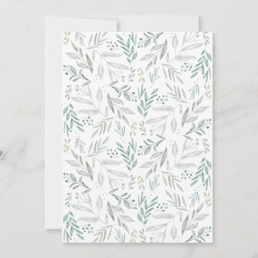 Delicaat groen script | Huwelijksuitnodiging Kaart (Achterkant)