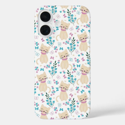Delicaat Kitten en Botanische Doodle Case-Mate iPhone Case (Achterkant)